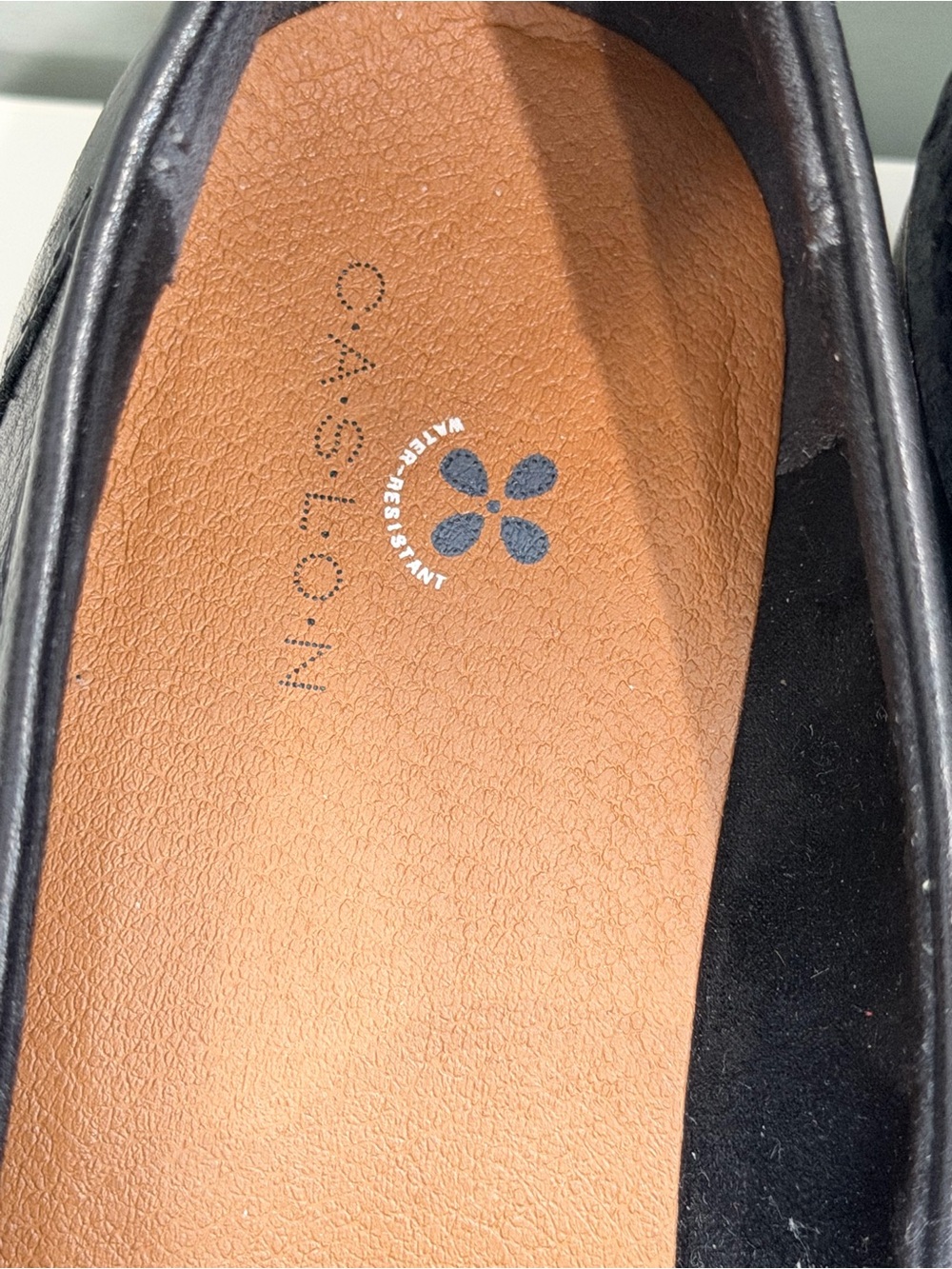 Caslon Black Leather Loafers Womens 8 Chunky Lug Sole Platform Water Resistant - Picture 8 of 12